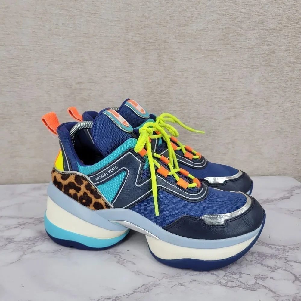 Michael Kors Women’s Olympia Lux Trainer Sneakers Multi Colored Sapphire
